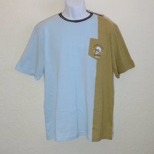 Distortion* Men's Short Sleeve Crew Neck Straight Hem Chest Pocket LOGO Shirt~XL